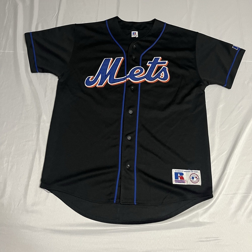 Vtg Tom Glavine #47 Russell Black New York Mets Baseball Jersey Men's M Stitched